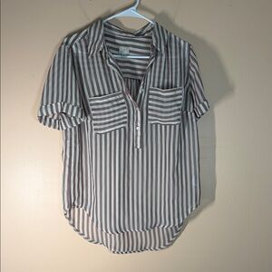 a new day Brown & White Striped Short-Sleeve Button Shirt